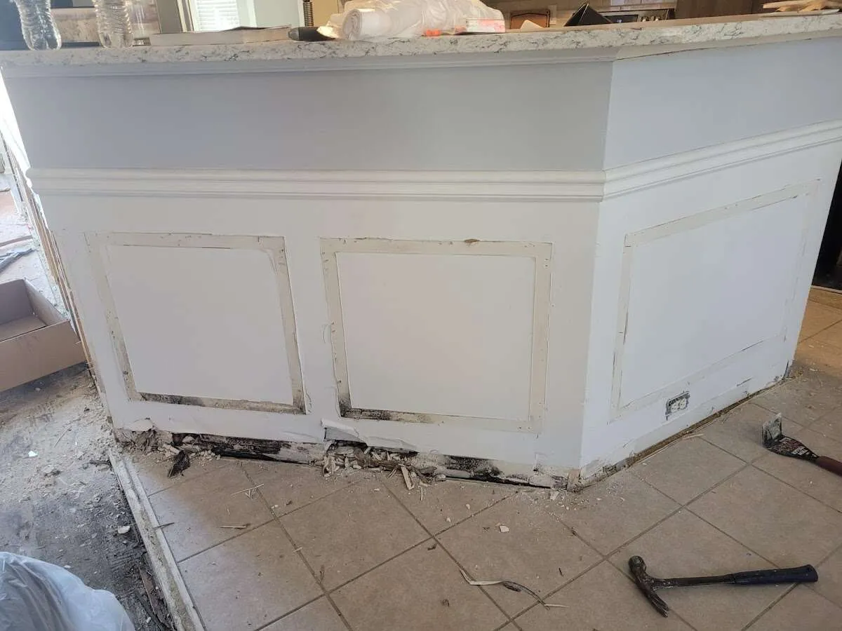 Water damage and mold on kitchen during Burst Pipe Cleanup in Arden-Arcade